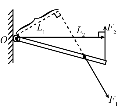 为使杠杆平衡,力f1的方向应斜向右下方,据此画出力f1的示意图,如图