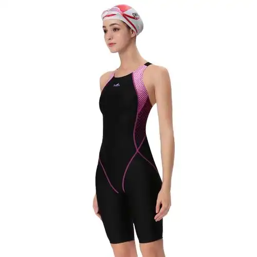 yingfa英发女士连体体中竞技游泳衣无胸连体泳衣