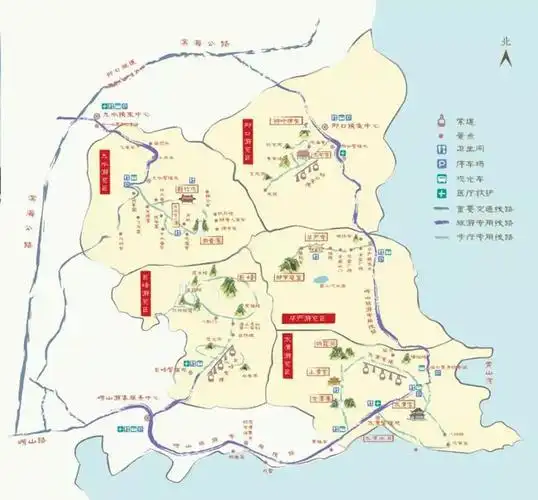 崂山风景区总概况图(崂山旅游导览图) 华楼叠石图