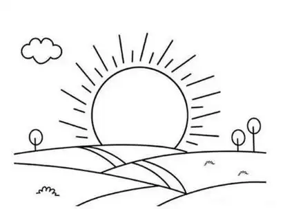 日出简笔画图片大全 中级简笔画教程-第6张