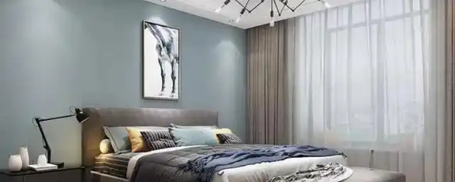 蓝色壁布卧室搭配颜色窗帘