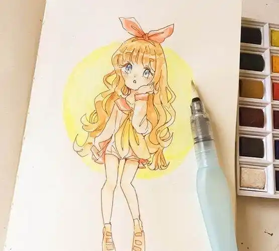 水彩画动漫人物女孩水彩画动漫人物女孩简单