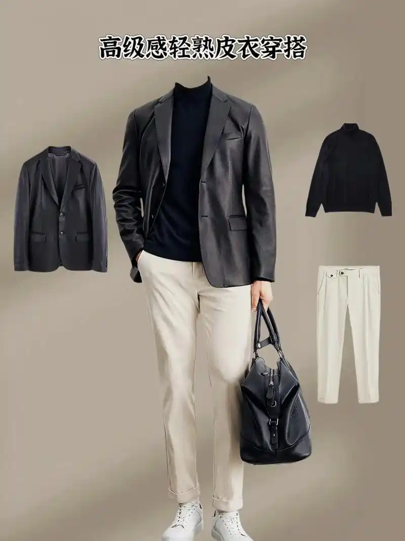 高级感轻熟皮衣穿搭