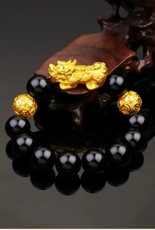 老凤祥凤凰黄金貔貅手链男女款3d硬金转运珠皮丘手链手串 999貔貅七夕