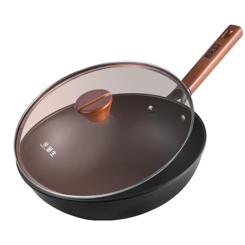 华生窒化铁锅炒菜锅传统老式炒锅家用不粘锅无涂层电磁炉通用