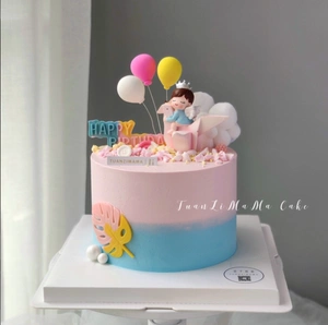 卡通生日蛋糕装饰摆件许愿千纸鹤男孩女孩娃娃烘焙装饰用品