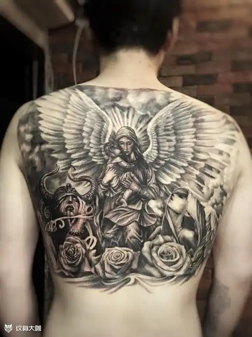 满背天使_纹身图案手稿图片_纹艺刺刻-十一的纹身作品集