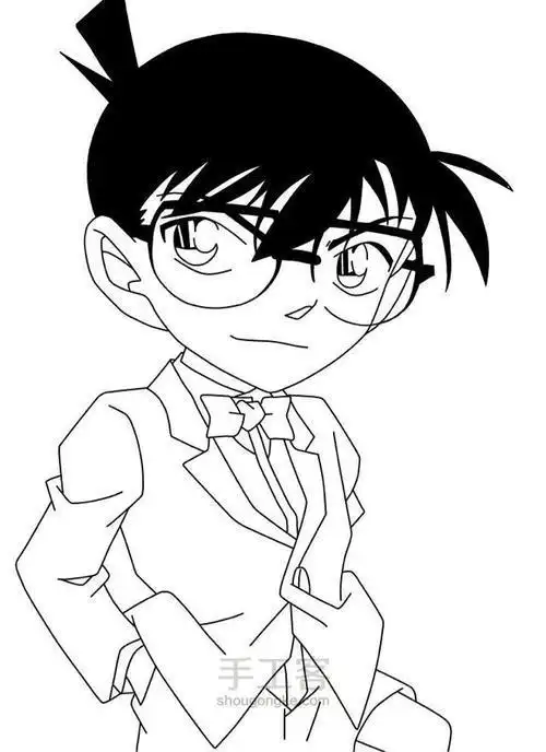 柯南版简笔画教程