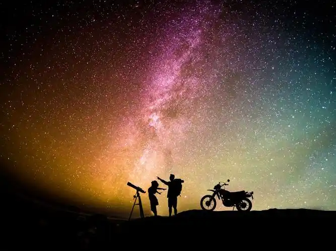 夜晚,星空,星星,天空,情侣,摩托车,浪漫