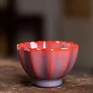 红炉点雪主人杯单杯女红色窑变陶瓷功夫茶具品茗杯个性茶盏礼盒装
