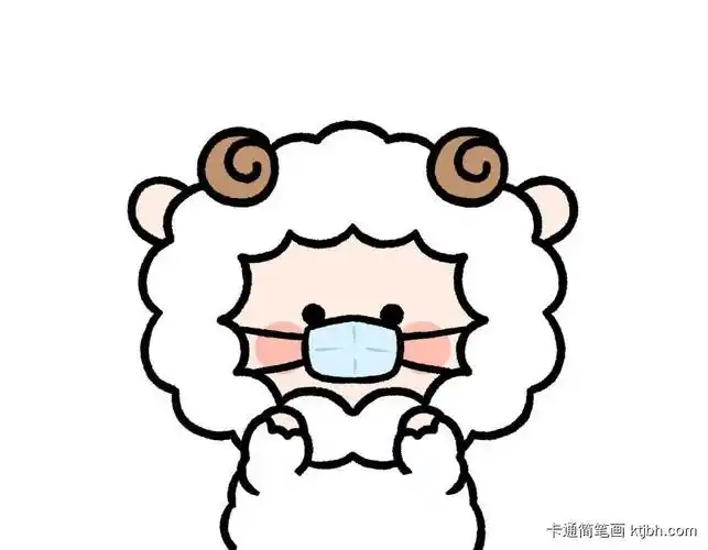 一组戴口罩的可爱小动物简笔画图片