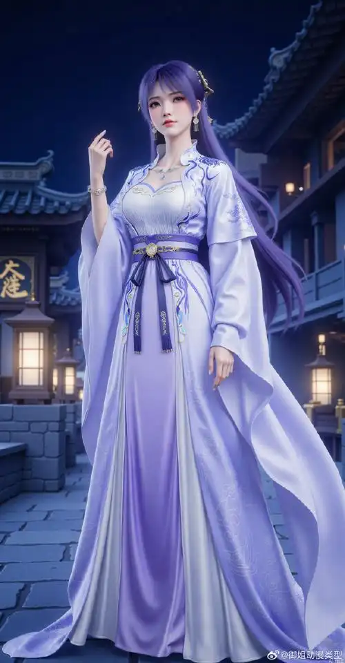 甜美可爱紫和服 紫色韵味小仙女姬紫月 国漫女神高清精彩壁纸进粉丝群