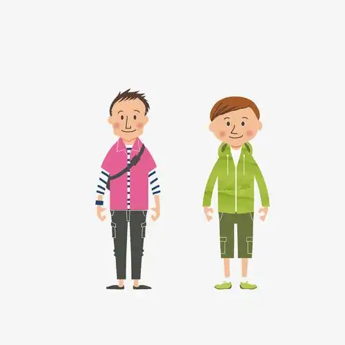 两人同行插画卡通