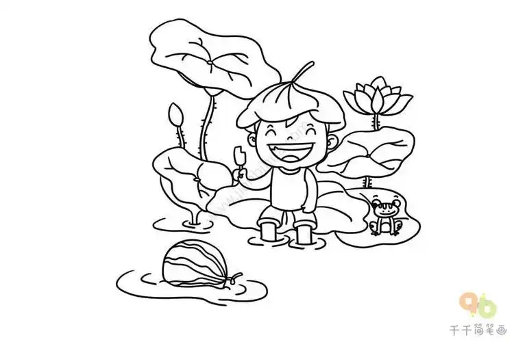 清凉一夏简笔画让我们一起来拥抱夏天吧