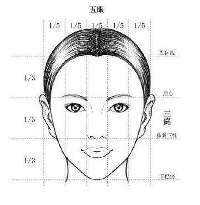 五眼"是指同时眼睛在头部的二分之一位置上三庭长度完全等分标准的