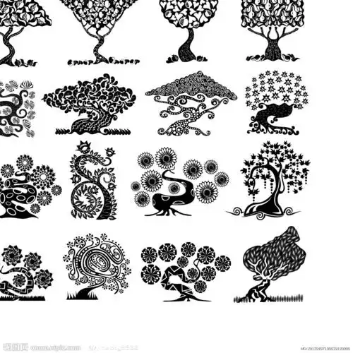黑白花纹树木矢量图__树木树叶_生物世界_矢量图库_昵图网nipic.com