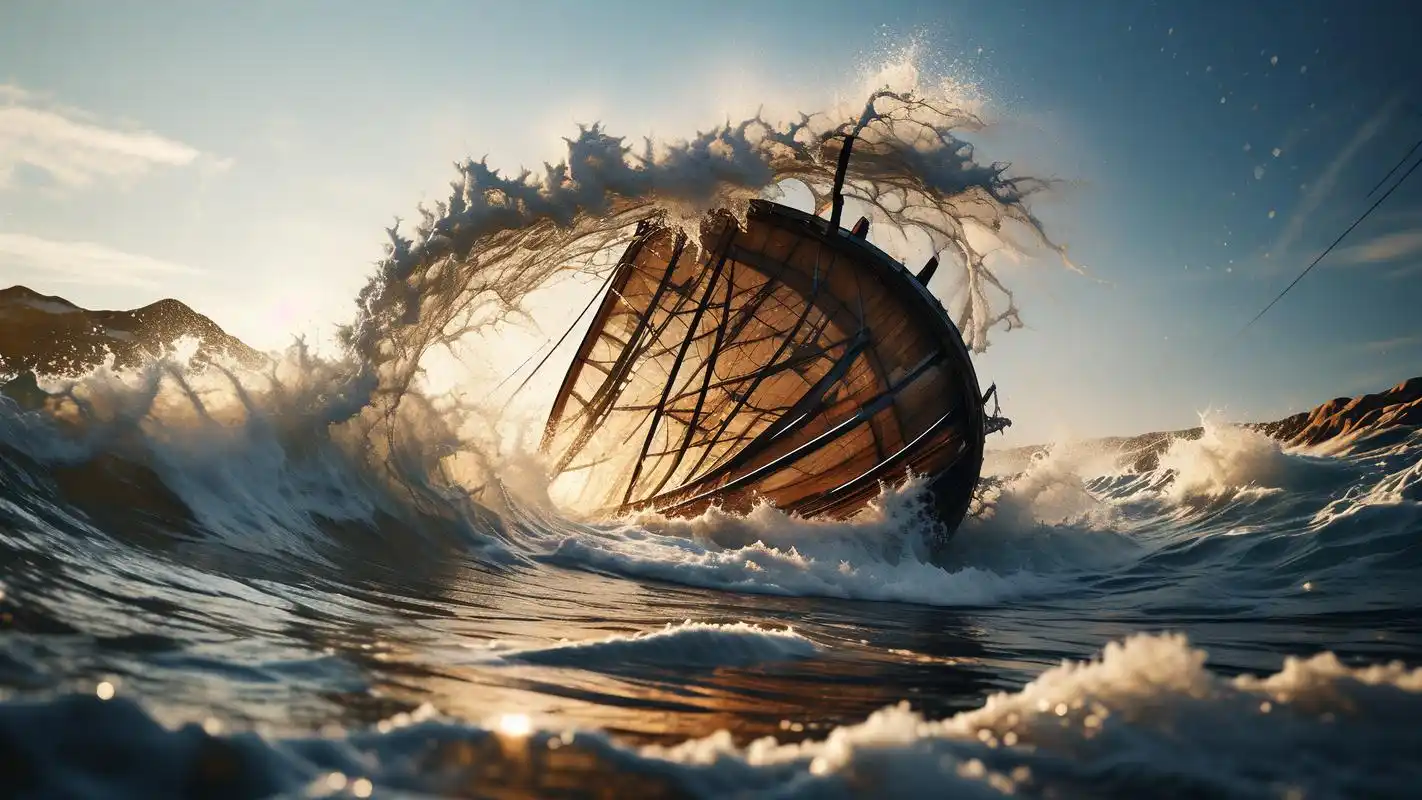 船在海浪中勇敢航行 这组壁纸展现了船只在汹涌的海浪中勇往直前的