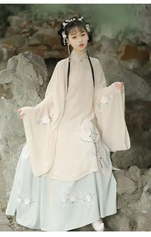 古装女汉服仙气原创明制汉服女立领长襦裙夏季薄款白菜仙气中国风云肩