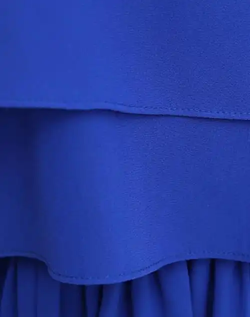 女宝蓝色简约纯色短袖连衣裙