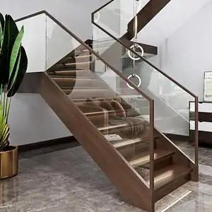 宁波实木楼梯玻璃护栏扶手阁楼别墅复式家用现代简约整梯安装新款