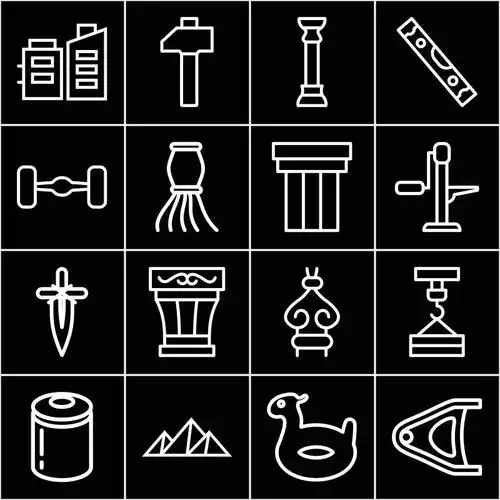 抽象矢量现代白线风格的物体图标设计