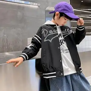 男童外套春秋季儿童夹克衫短款黑色帅气中大男孩棒球服秋装潮11岁