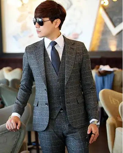 高档男式西装 男生小西装套装商务正装男生社交西装相亲穿 - 中国服装