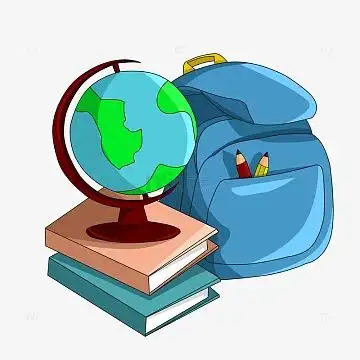 开学季书包书籍地球仪学习用品卡通图