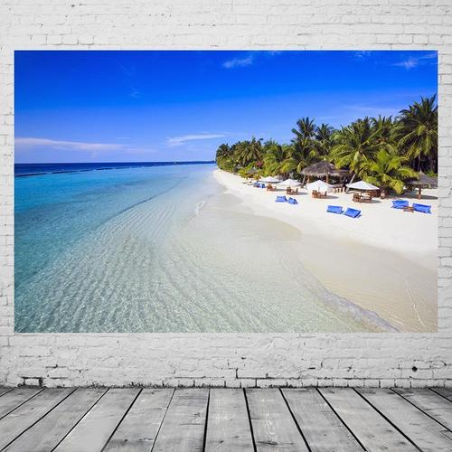 大海报 海边风景画马尔代夫海岛度假摄影图 地中海装饰贴墙画sa7