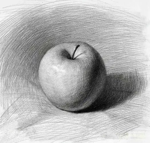 静物素描画面中的精灵水果