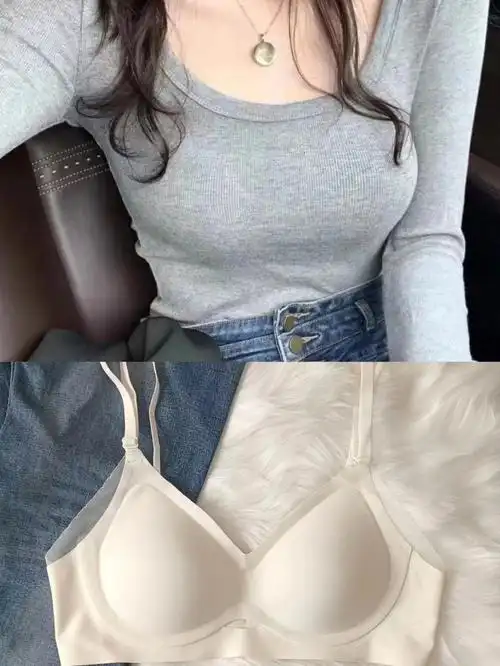 紧身t恤里的无痕内衣拿捏了