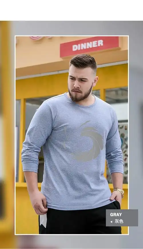 体恤加肥加大码肥大职场上衣肥佬春秋季圆领打底衫男绿色2xl170190斤