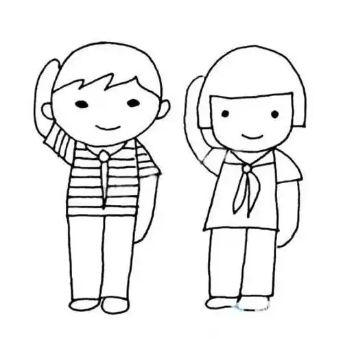 敬礼人物简笔画 敬礼人物简笔画侧面 - 水彩迷