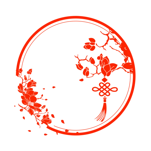 边框底纹花纹中式古风红色中国结圆形边框