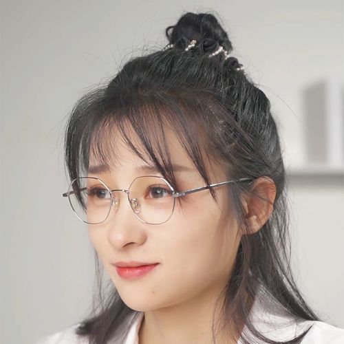 高度近视眼镜框女可配有度数超轻轻薄钛合金黑色定制成品光学镜