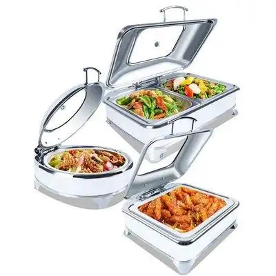自助餐电热可视翻盖加厚温布菲炉不锈钢酒店餐具