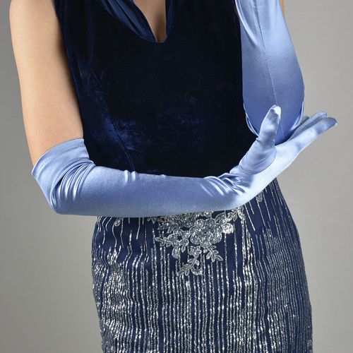 赫本黑色情趣缎面过肘超长礼服手套女 晚宴会演出礼仪酒会舞会