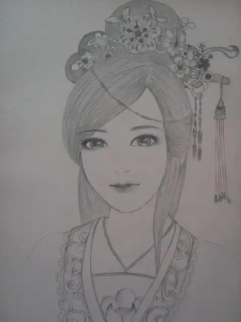 铅笔画漫画人物女孩简笔画古装