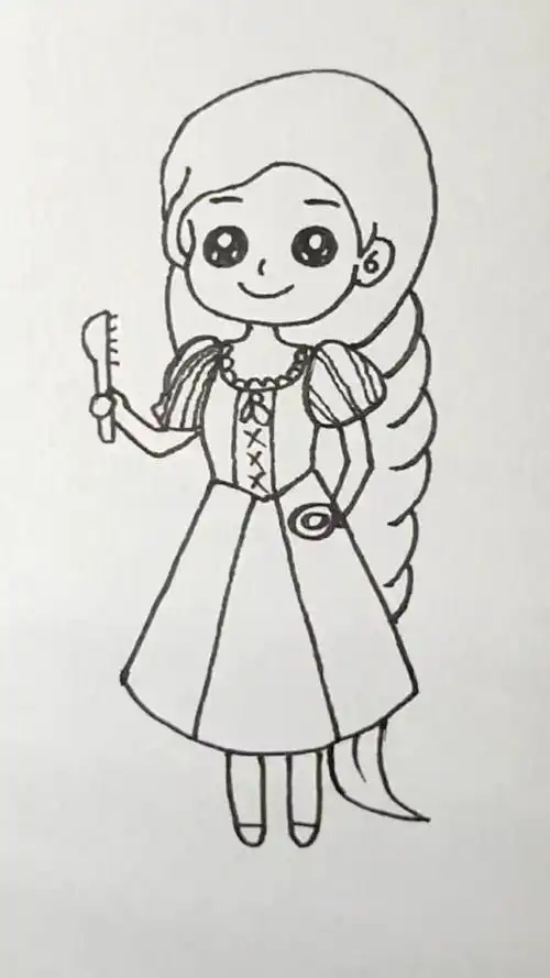 长发公主简笔画,每日一画,零基础学画画!