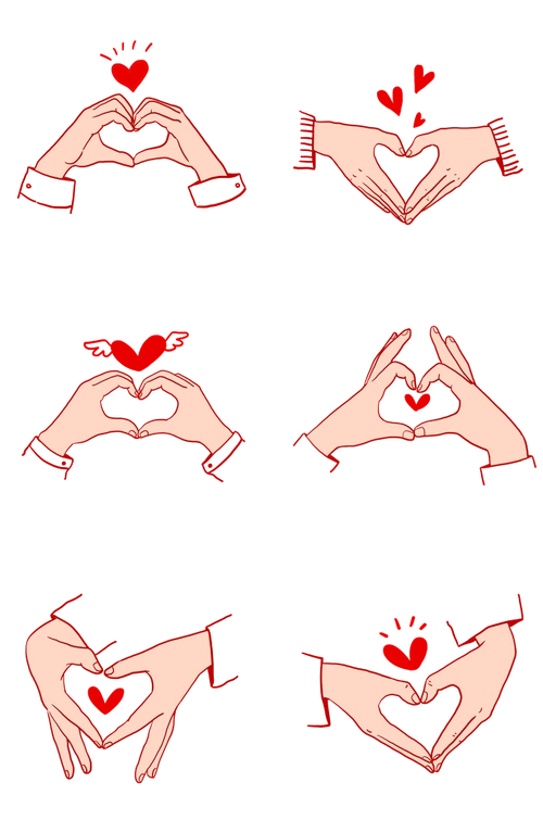 各种比心手势组图png