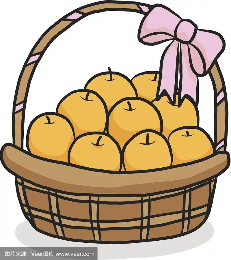 橙子,卡通,野餐篮,篮子,清新