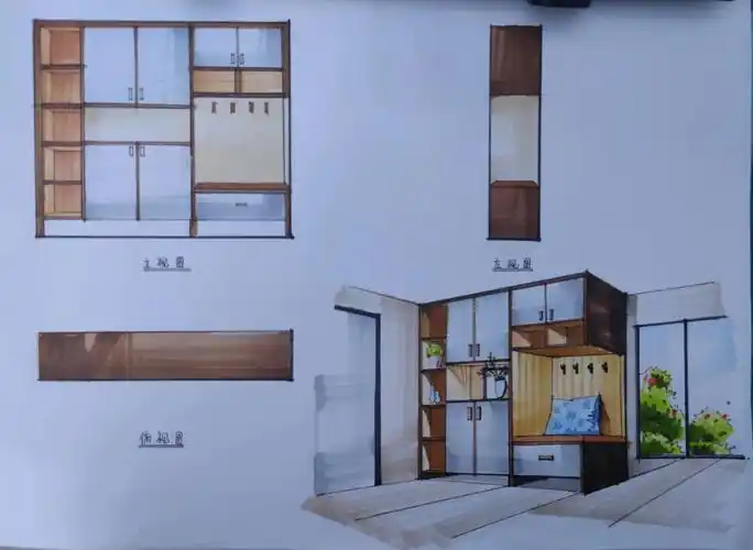 室内玄关设计手绘