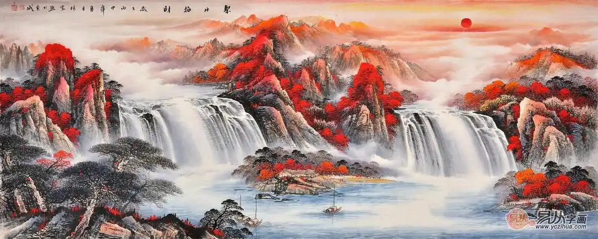 聚财山水画聚财山水画图片大全