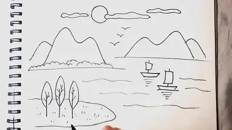 画山水画简笔画视频教程