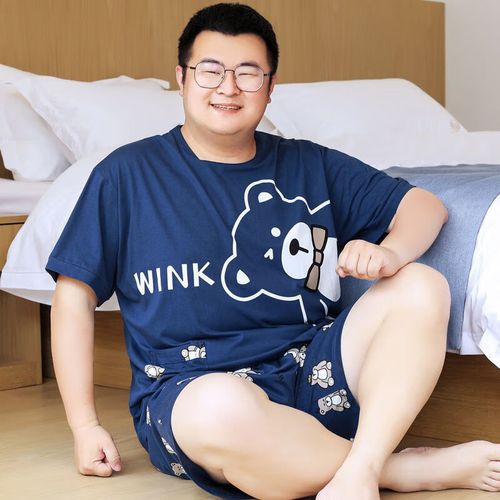 加大码青年胖子全棉男300斤套装夏天 1100# 大版l【高170内/130斤内】