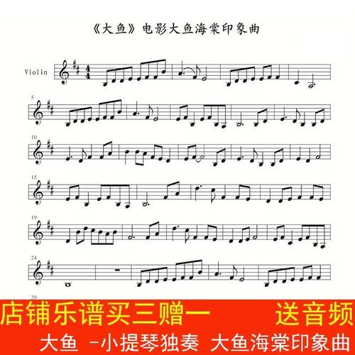 大鱼 -小提琴独奏谱 大鱼印象曲 五线谱 送示范音频 高清2页