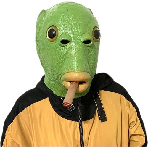 东之天地绿鱼头套面具沙雕鱼头怪男生搞怪搞笑头套社交牛杂症蒙面毛线