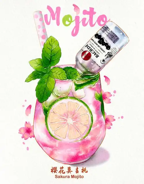 麻烦给我的爱人来一杯mojito水彩步骤图