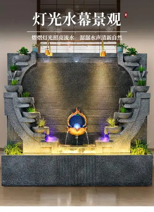 甲门(jiamen)天然花岗岩石材水幕墙流水墙水景别墅景观开业招财庭院