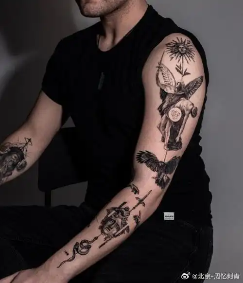 今日纹身图案分享花臂纹身#纹身分享##纹身设计##北京纹身店